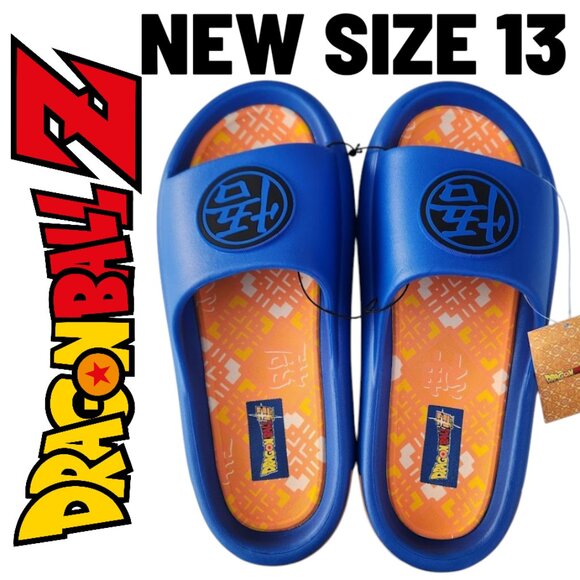 NEW DragonBall Z Dragon Ball Z Men’s Size 13 Slippers Sandals Slides Blue Orange - Picture 1 of 16